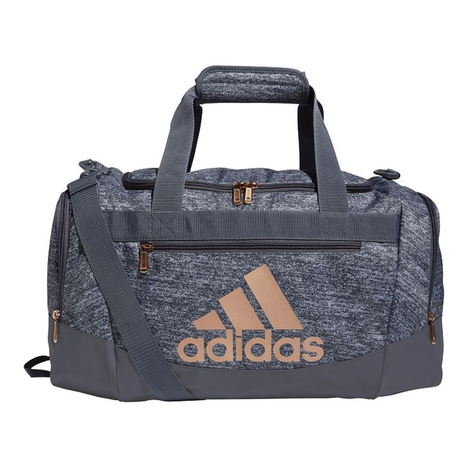 Adidas Defender IV Duffel Bag Unisex Gray Rose Gold Double Handle Gym DDR3196
