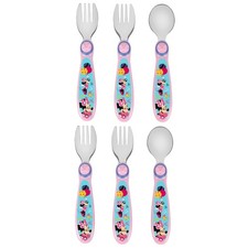 Disney Minnie Mouse Toddler Forks and Spoons Bundle - 6 Pieces 6 Piece,, Pink
