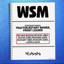 KUBOTA TRACTOR BX1850 BX2350 WORKSHOP MANUAL SECURED - JACKET - XL FOLDOUT PAGES
