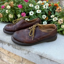 Doc Dr Martens 1461 Made in England 3 Eyelet Oxford Brown Leather Shoes UK 4