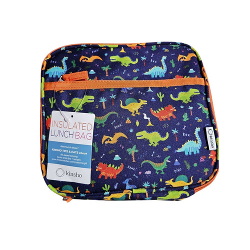 Dinosaur Print Lunch Box Cup and Ice Pack Insulated Zipper Bag Kids Kinsho