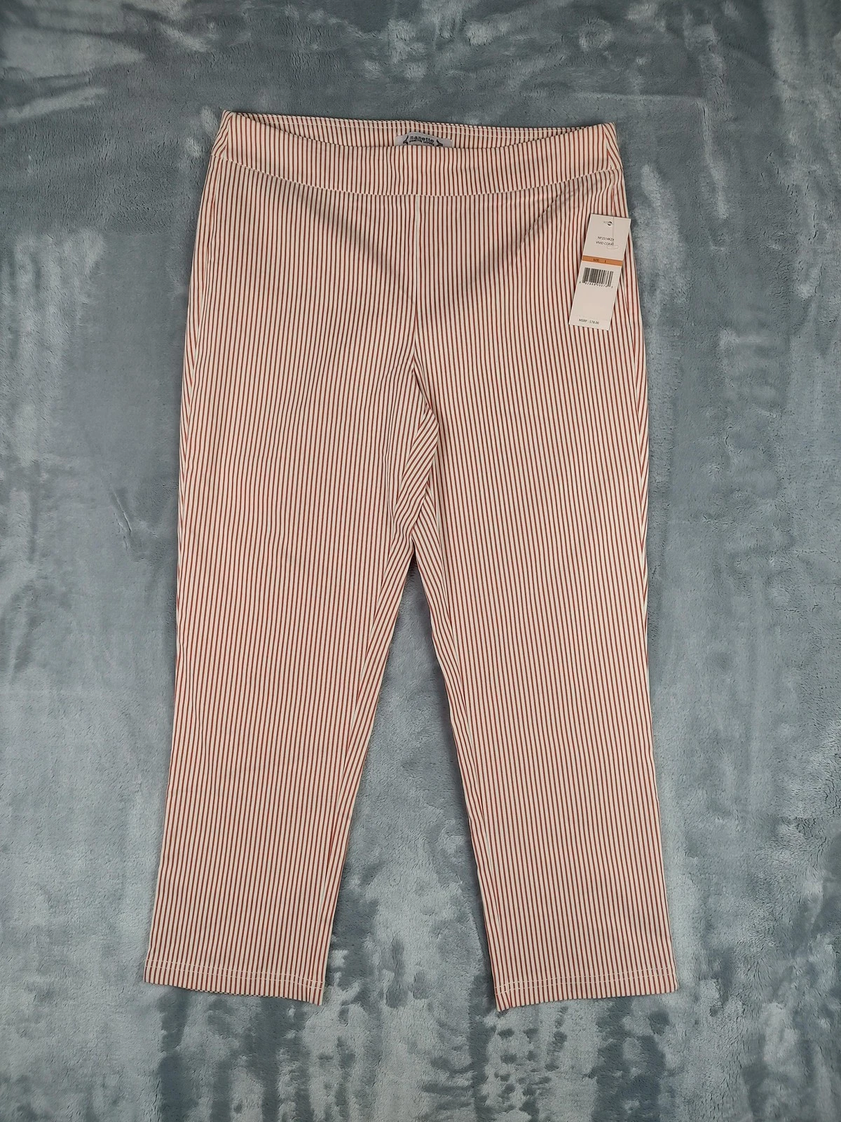 Nanette Lepore Pants Womens Small Pink Striped Capri Pull On Stretch Casual