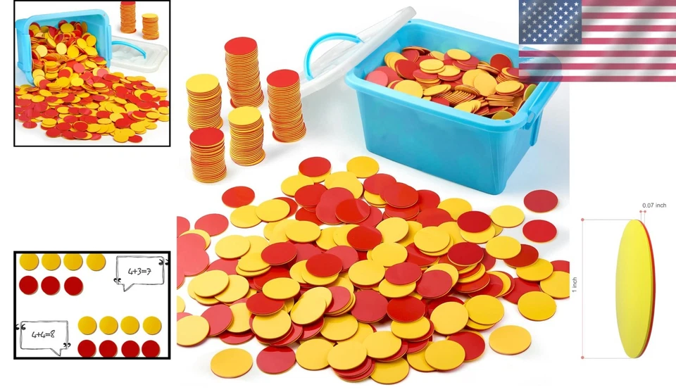 2-Color Counting Chips, 1000 PCS, Math Counters for Children - Image 2 of 4