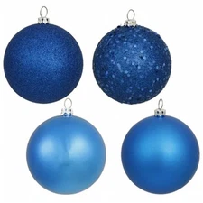 Vickerman N590602 2.4 in. Blue 4 Finish Ornament Asst 24-Box
