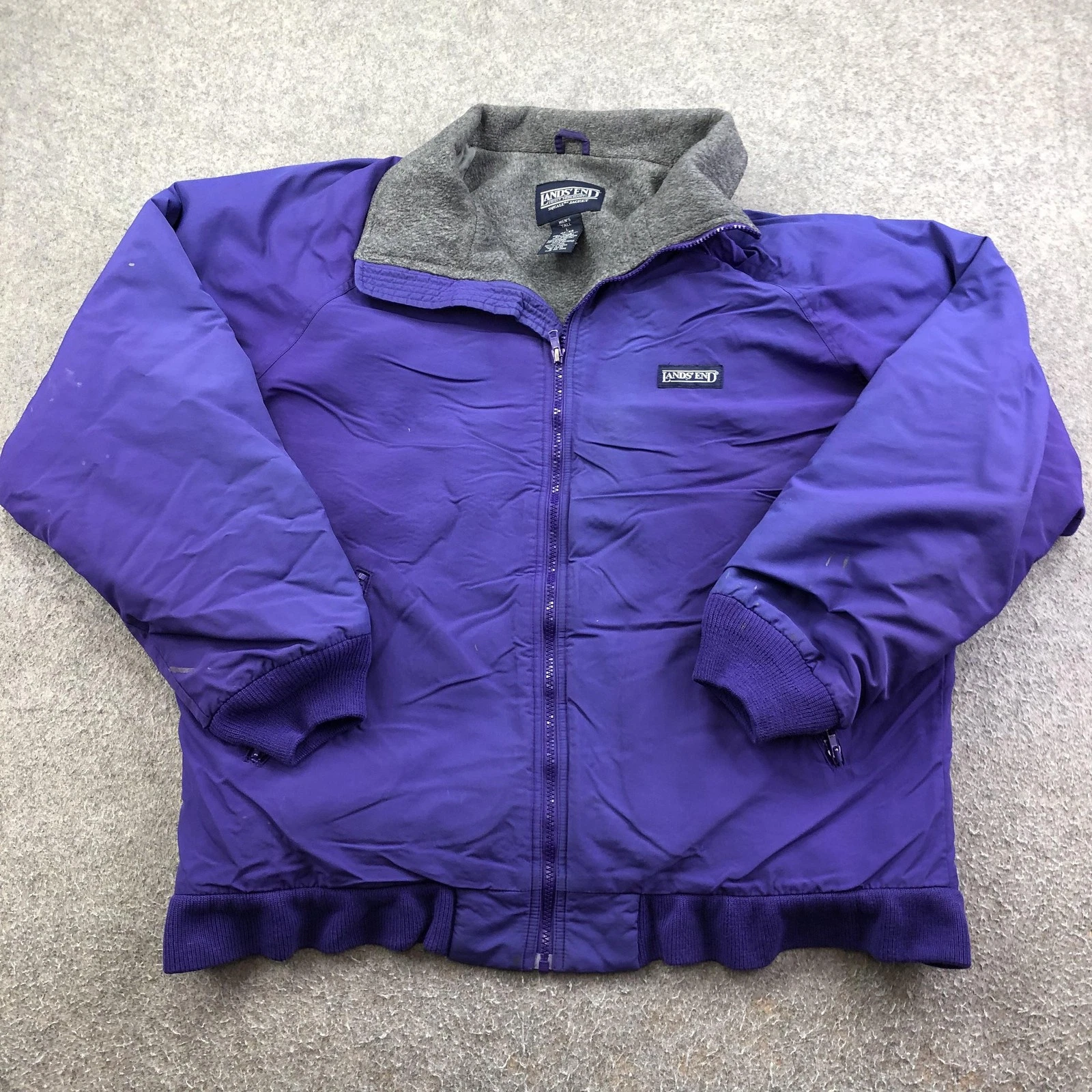 Vintage Lands' End Jacket Mens LT Purple Squall Bomber Fleece Lined Outdoor