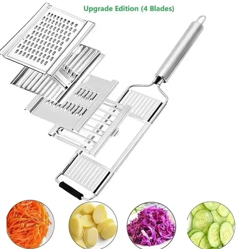 4-in-1 Stainless Steel Vegetable Slicer Cutter Grater Manual Kitchen Tool
Opens in a new window or t