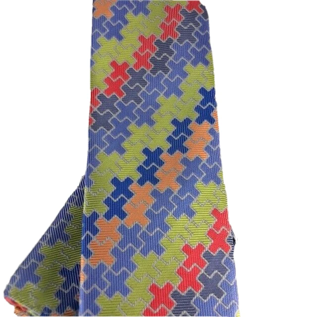 Corbata para hombre Barcelona Cravatte Hanky verde lima naranja rojo azul cobalto plata 3" Foto 3 de 3