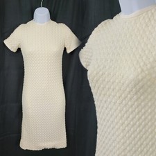 Vintage Cream Crocheted Dress w Lining  Zipper Back Teen Size 14 /Adult XXS 