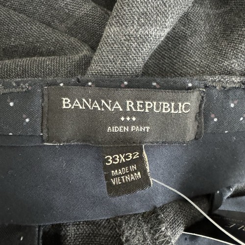 Banana Republic Aiden Pants men's Chino 33x31* Slim Fit Stretch Gray Plaid NWT - Picture 4 of 13