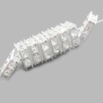Strassperlen Quadrate Farbe Silber glasklar 20 Perlen 8x3 mm nenad-design AN014