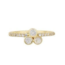 Trio Moonstone Engagement Ring 925 Sterling Silver Three Stone Ring Jewelry