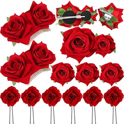Rose Flower Hair Clips Brooches Set Bridal Wedding Party Accessory Amazon.com : Waydress 12 Pieces Rose Flower Hair Clip Rose  main image 4