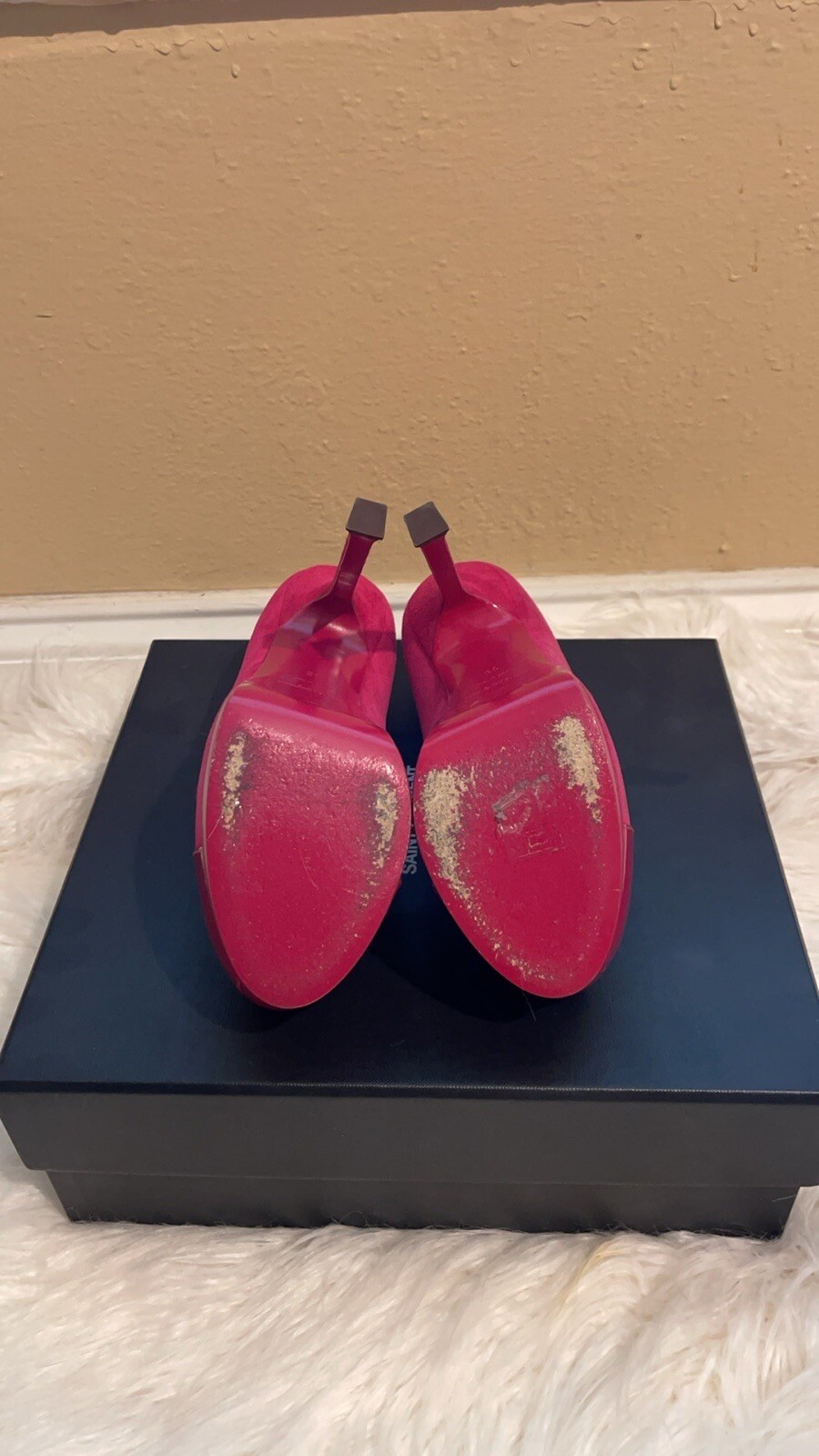 Décolleté fucsia rosa in pelle scamosciata rosa Yves Saint Laurent YSL Tribtoo Tribute 2 taglia 36 $795