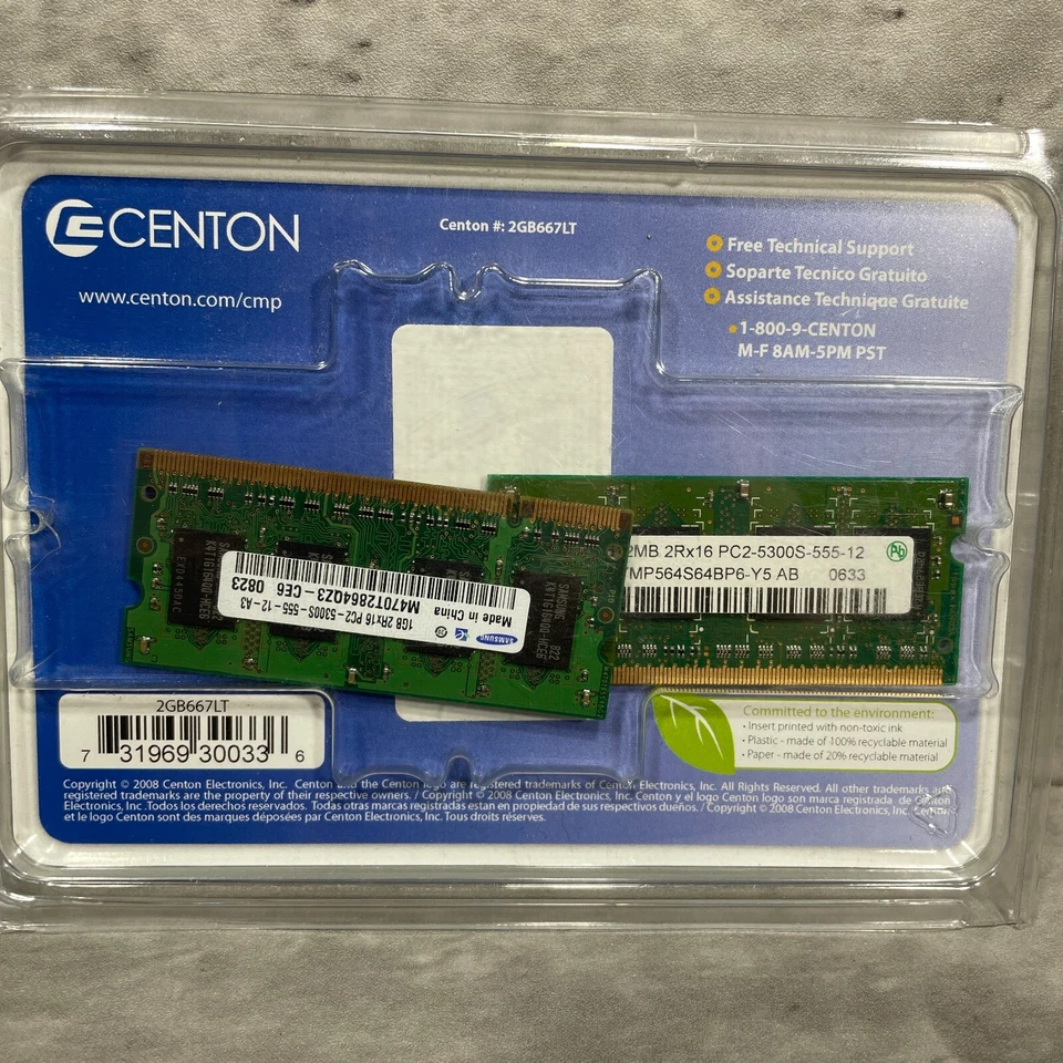Centon Notebook Memory Upgrade Memory Power 2GB DDR2-667/533/400 New Sealed - Image 3 of 4