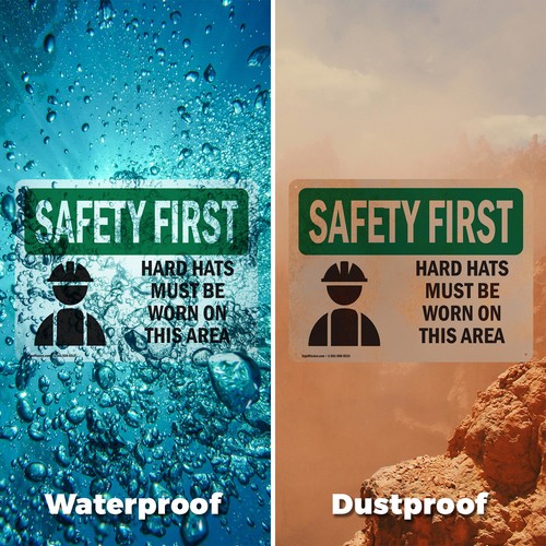(2 Pack) Hard Hats Must Be Worn In This Area With Symbol OSHA Safety First Sign - 第 6/22 張圖片