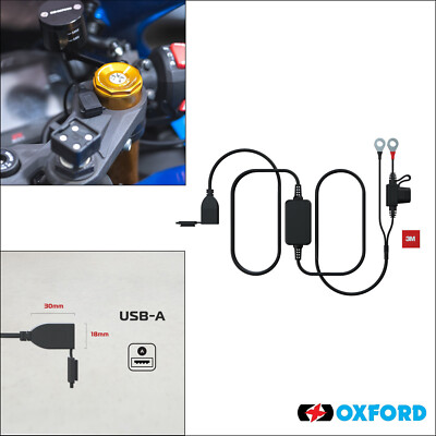 Oxford USB Typ A 3,0 AMP Motorrad Motorrad Telefon GPS Ladeset
