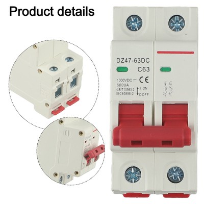 Sturdy 1000V Isolator 2 Pole 63 Amp DC Circuit Breaker for Solar PV Systems