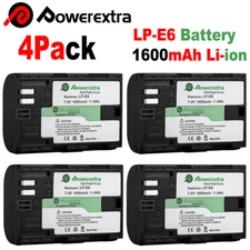 4PCS Powerextra LP-E6 Battery Replace for Canon EOS 80D 6D 7D 70D 60D 5D Mark II