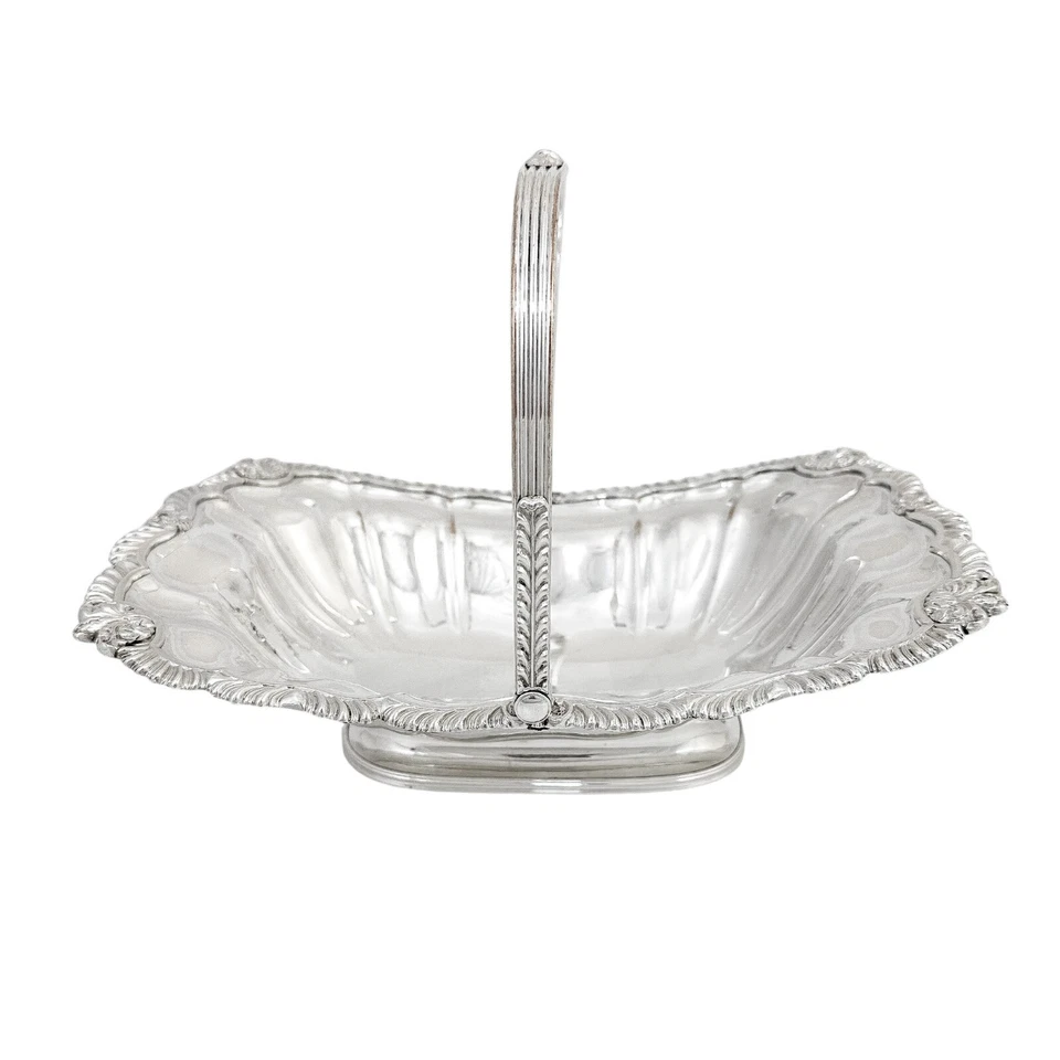 George III Antiguo Plato Sheffield Gran Cesta de Frutas Esterlina Aristócrata Ciervo Cresta Foto 4 de 4