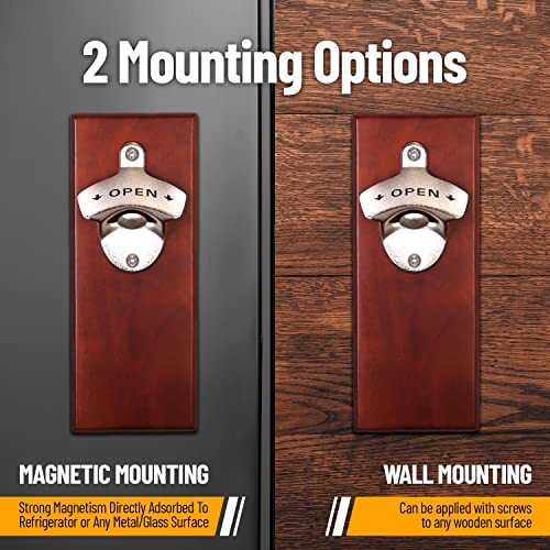 Wall-mounted Zinc Alloy Bottle Opener Wooden Beer Bottle Opener Metal Bottle Ope