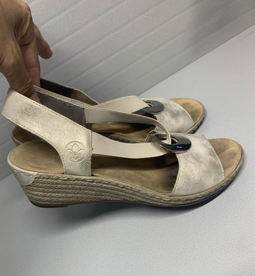 Women’s Reiker FANNI H6 Metallic gold-Size 39/ US 8 Wedge Shoes-Orig. Price-$110 - Image 4 of 4