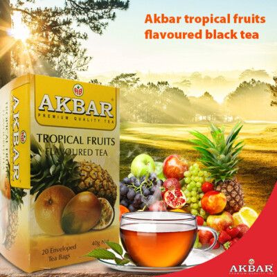 AKBAR Premium Quality Tea TROPICAL FRUITS FLAVOURED TEA 20 Bags US Seller Import
