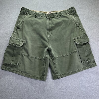 Faded Glory Shorts Mens 34 (38 Tag)  Green Cargo 10'' Inseam Y2K Skater Twill