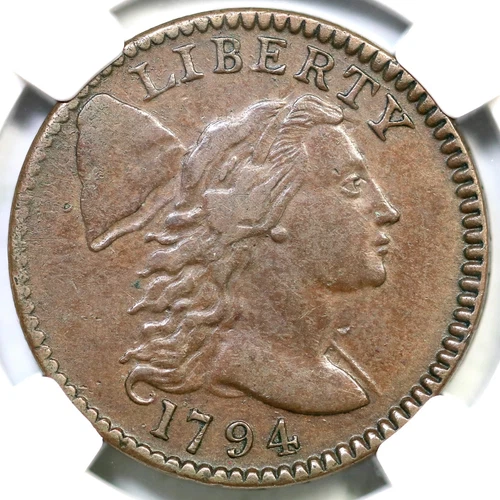1794 S-67 R-3 NGC AU 53 Liberty Cap Large Cent Coin 1c