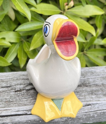 Vtg Anthropomorphic Bird Duck Condiment Dish Spoon Tail Kitschy RARE Cute Easter - Picture 7 of 12