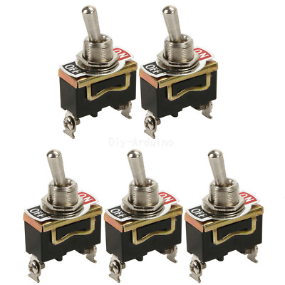 5pcs E-TEN1021 2Pin Toggle Flick Switch SPST ON-OFF Car Dash Light Metal NEW
