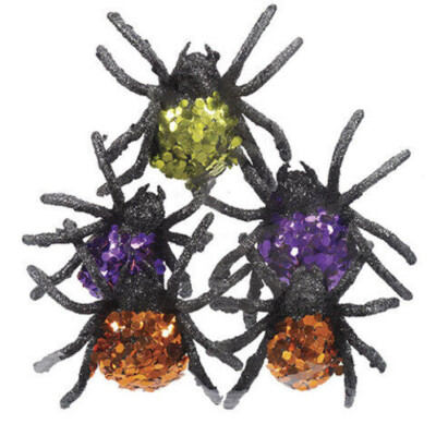 Glitter Spiders: 6 pcs per pack Choose Green, Orange or Purple Crafter's Square