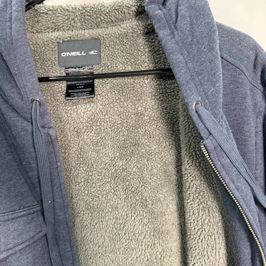 Chaqueta polar O’Neill Sherpa forrada con capucha para hombre grande azul cremallera completa Foto 3 de 4