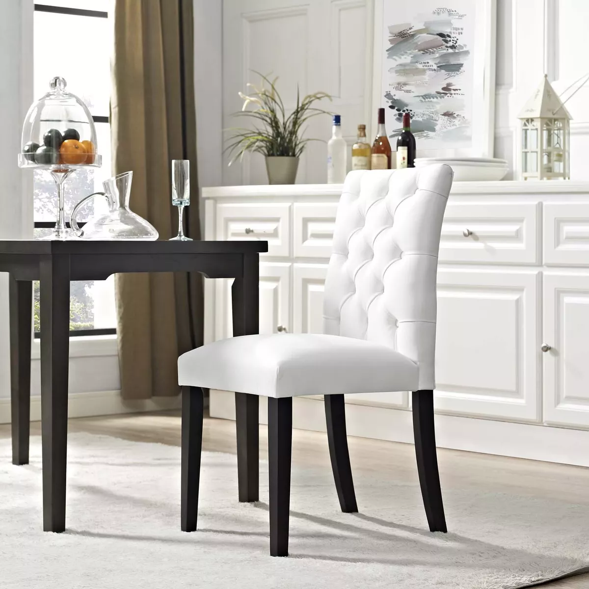Tufted white 2025 chairs