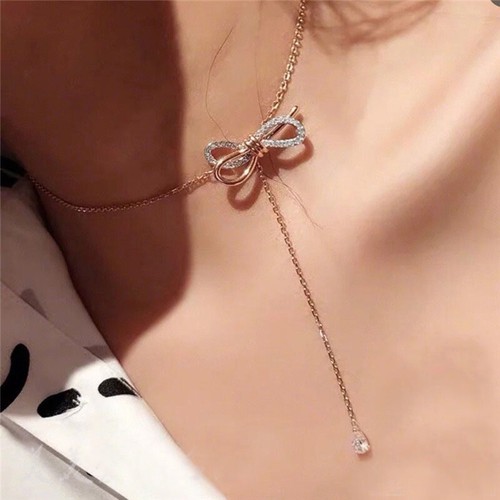 Swarovski Crystal Lifelong Bow Y Necklace White Mixed Plating 5447082 NWT NIB - Picture 10 of 11