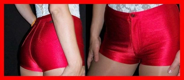 Disco Jeans Spandex Hot Pants Short Shorts Red Vintage Tight End  Small/Medium