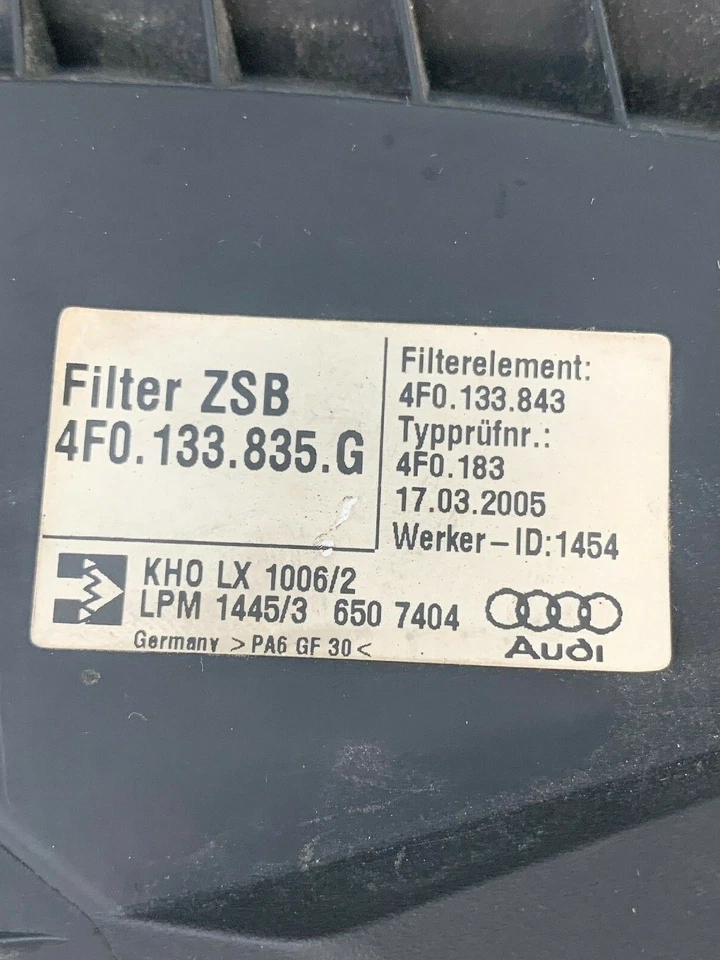 2005-2008 AUDI A6 QUATTRO 3.2L CONJUNTO DE CAIXA DE PURIFICADOR DE AR 4F0133835G FABRICANTE DE EQUIPAMENTO ORIGINAL - Imagem 4 de 4