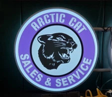 Reproduction Vintage Arctic Cat Sales & Service Double Sided LED Light Up Sign