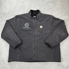 Carhartt Sweatshirt Choctaw Vet Mens 2XL Black Fleece Work Full Zip Logo Loose