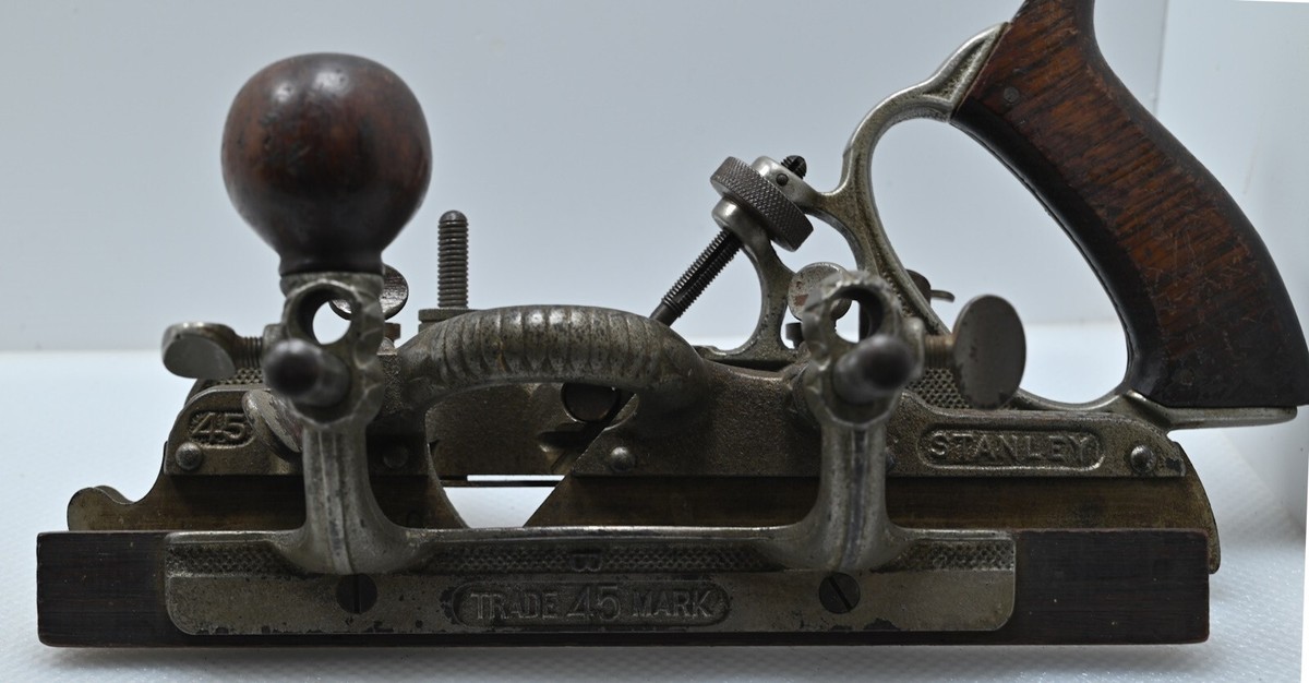 vintage an・an no.45 Vintage Stanley No. 45 Combination Plane w/Wooden Box And