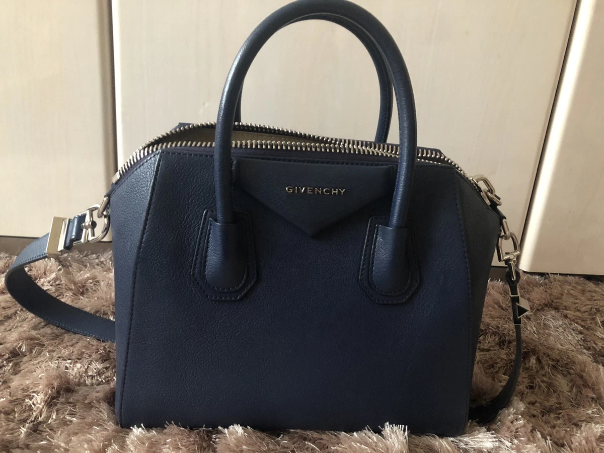 Givenchy Blue Sugar Goatskin Leather Mini Antigona Bag