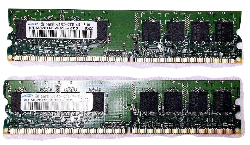 2x SAMSUNG (1GB total) 512MB 1Rx8 PC2 4200U PC MEMORY M378T6553CZ0 - Image 2 of 2