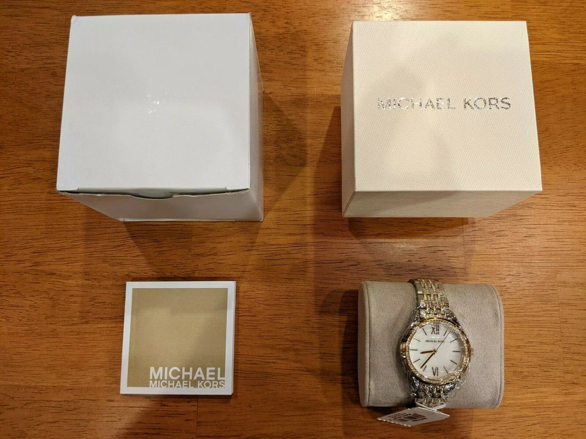 NEW Michael Kors MK7084 Mindy Two Tone Stainless Steel MOP Women
