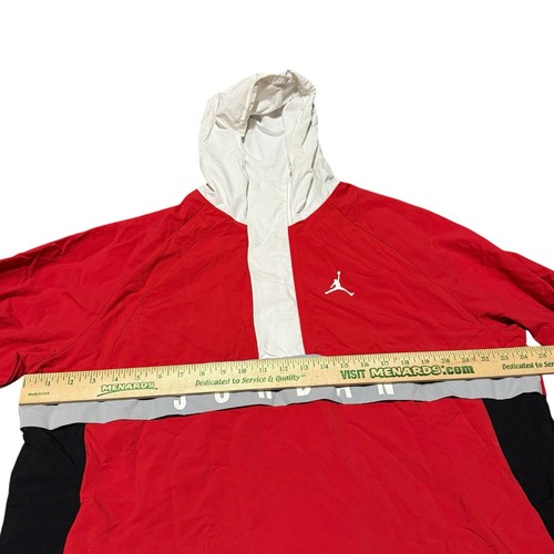 Air Jordan Jumpman Anorak Hoodie Windbreaker Red Mens Large Half Zip - Picture 4 of 7
