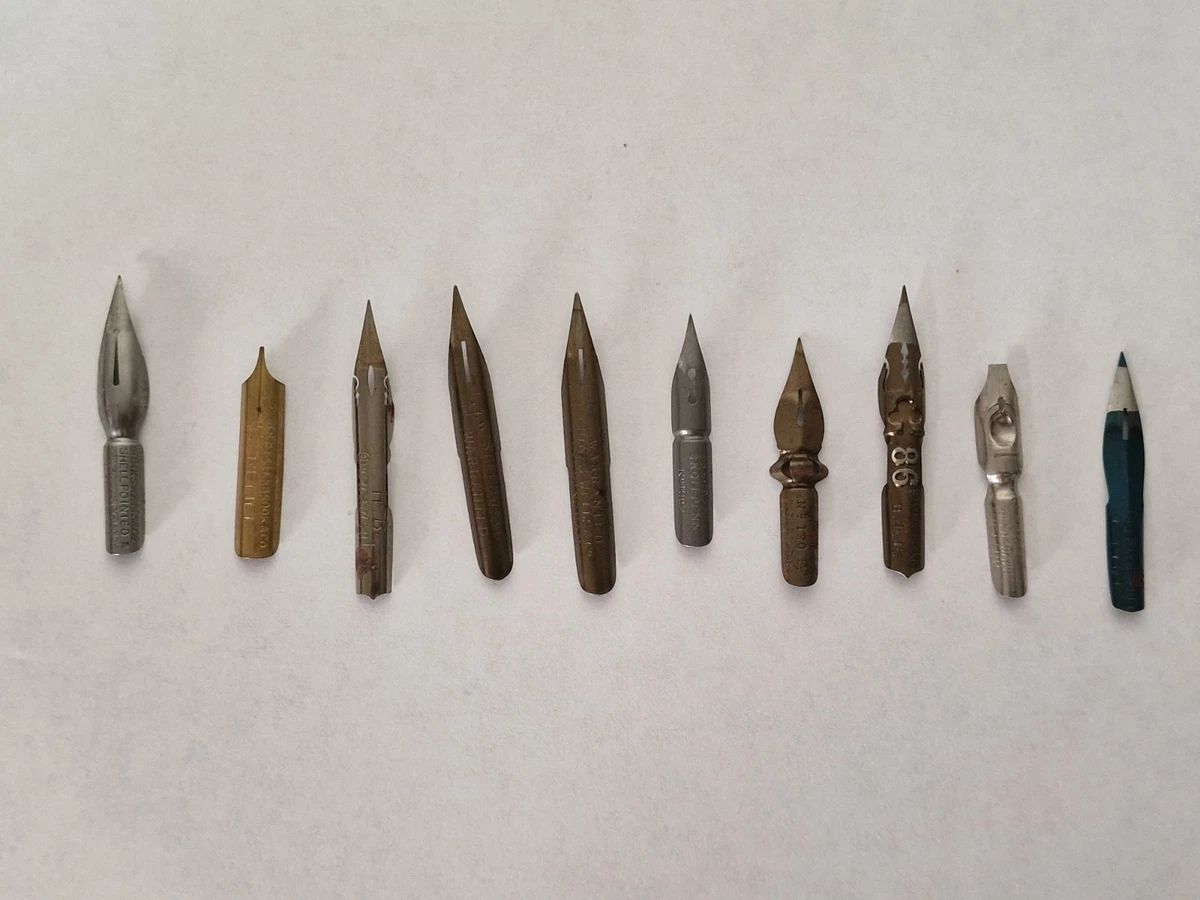 10 Vintage Metal Dip Pen Nibs Assorted Styles
