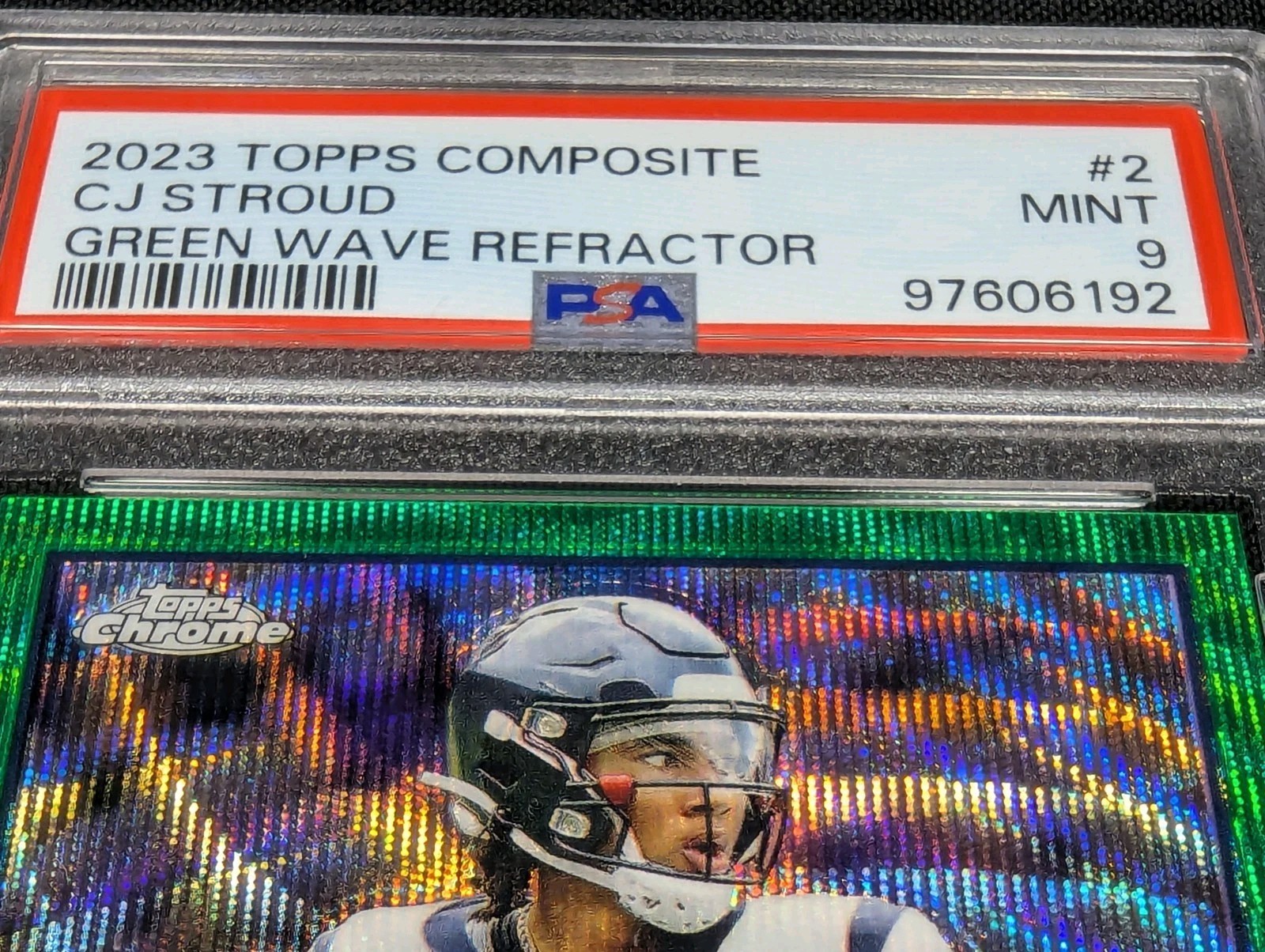 PSA 9 SSP RC #'d /99 CJ STROUD 🚨GREEN WAVE REFRACTOR ROOKIE 🔥2023 Topps Chrome view 3