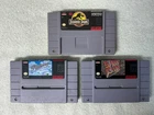 3 SNES  Super Nintendo Game Lot - Jurassic Park, Pilotwings, SimCity