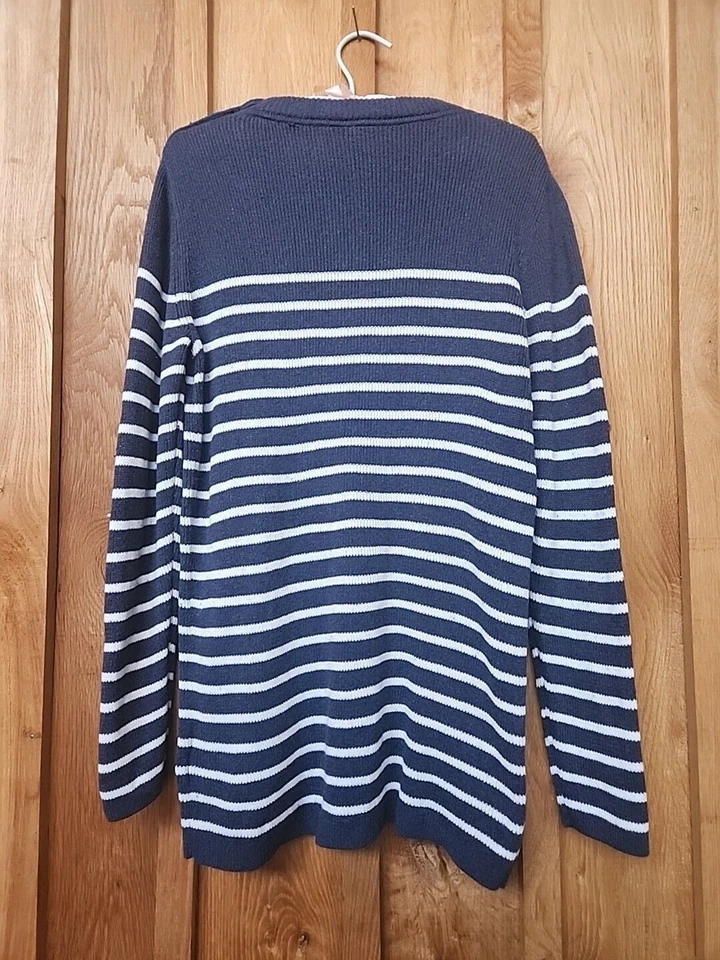 Gap Maternity Crew Neck Cotton Tunic Sweater, Large Blue White Nautical Stripe - Image 2 of 4