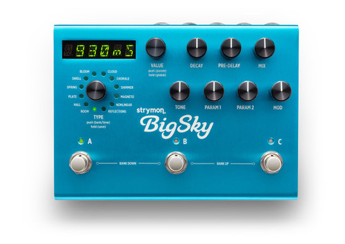 Strymon BigSky Reverberator guitar pedal display open box