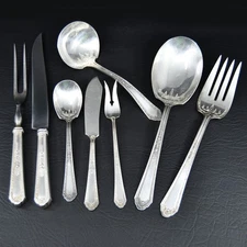 Vtg Holmes Edwards Silver Plate Romance 1925 Inlaid Flatware Serving Pieces Set