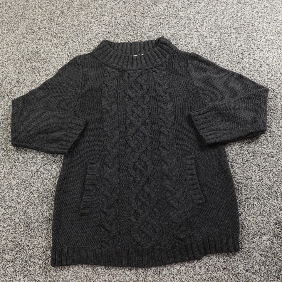 Suéter J Crew Para Mujer M Gris Lana Cachemira Aran Cable Tejido Pescador Cuello Redondo Foto 2 de 4